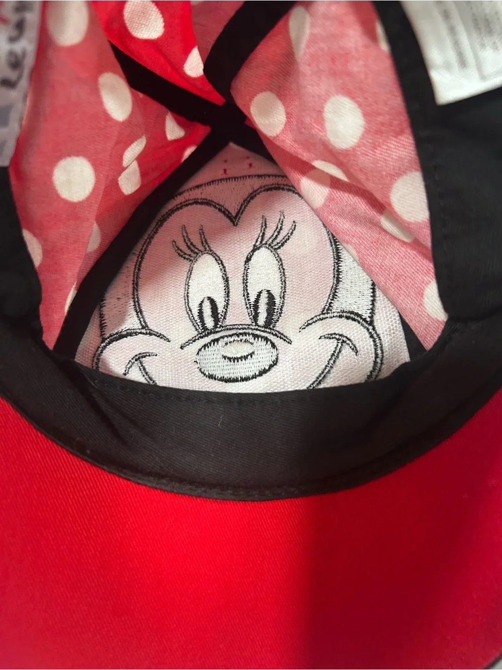 Official Hong Kong Disneyland Minnie Mouse Red Polka Dot Toddler Cap Ears Bow